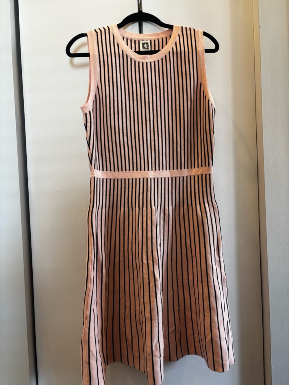Striped Sleeveless Knit Dress in Blush and Black